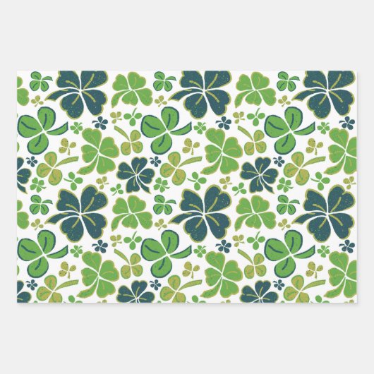 Green Lucky Kleeblatts Clover St Patrick`s Day Geschenkpapier Set (Vorderseite)