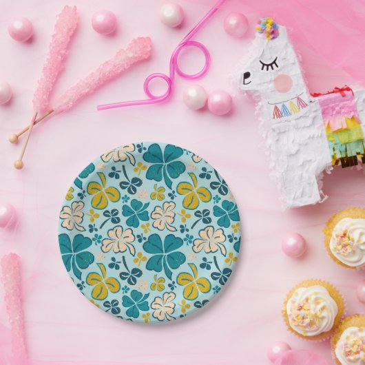 Green Lucky Kleeblatts Clover St Patrick`s Day Pappteller (Party)