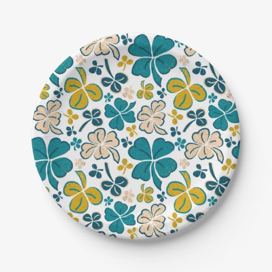 Green Lucky Kleeblatts Clover St Patrick`s Day Pappteller (Vorderseite)