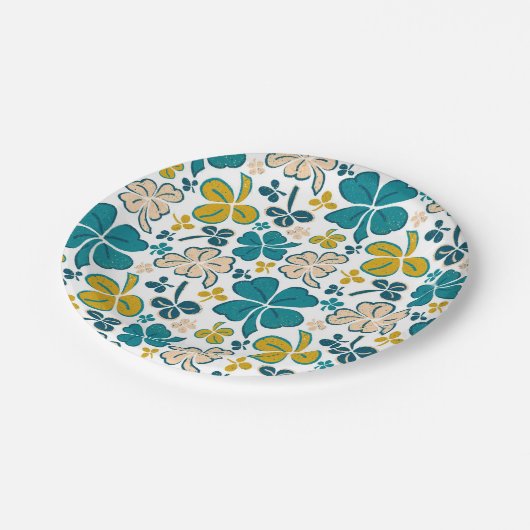 Green Lucky Kleeblatts Clover St Patrick`s Day Pappteller (Schrägansicht)