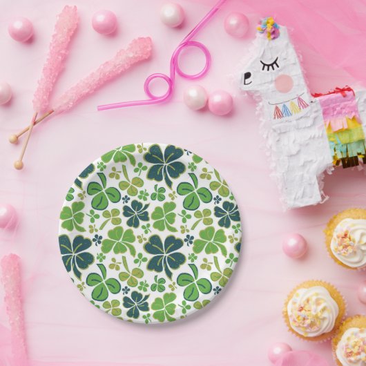 Green Lucky Kleeblatts Clover St Patrick`s Day Pappteller (Party)