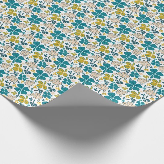 Green Lucky Kleeblatts Clover St Patrick`s Day Wra Geschenkpapier (Ecke)