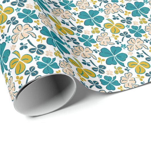 Green Lucky Kleeblatts Clover St Patrick`s Day Wra Geschenkpapier (Rolleneckpunkt)
