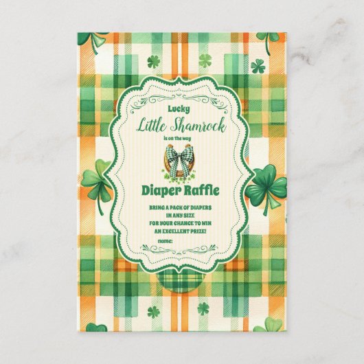 Green Lucky Little Kleeblatt Diapper Raffle Begleitkarte (Vorderseite)