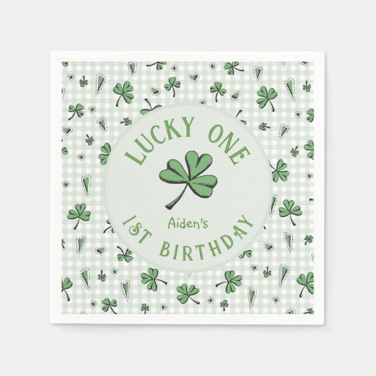 Green Lucky One Irish 1. Geburtstag Serviette (Vorderseite)