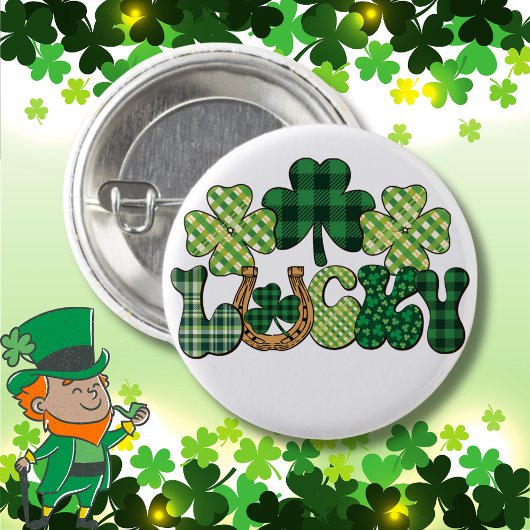 Green Lucky St Patricks Day Button
