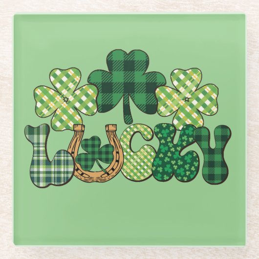 Green Lucky St Patricks Day Glasuntersetzer (Vorderseite)