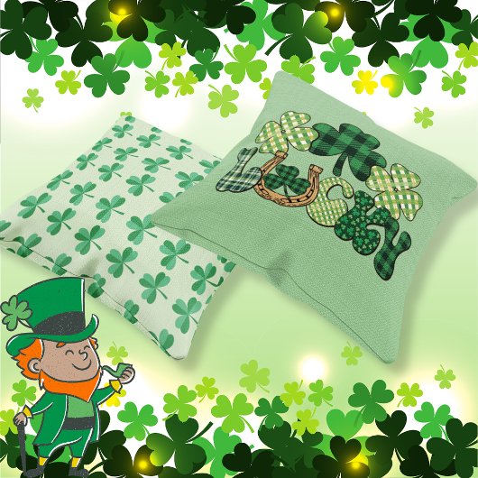 Green Lucky St Patricks Day Kissen