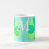 Green Lucky Three Leaf Klee Mit Monogramm Kaffeetasse (Mittel)
