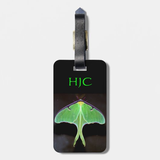 Green Luna Moth Luggage Tag Gepäckanhänger (Rückseite vertikal)