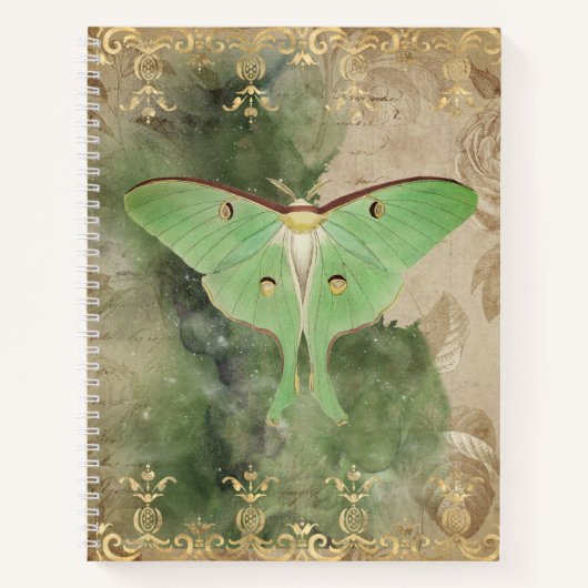 Green Luna Moth Notebook Notizblock (Vorderseite)