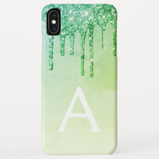 Green Luxe Bling Sparkle Glitzer Monogram Case-Mate iPhone Hülle (Rückseite)