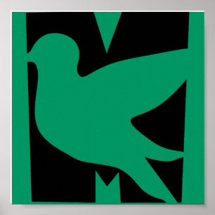 Green M BIrd Poster