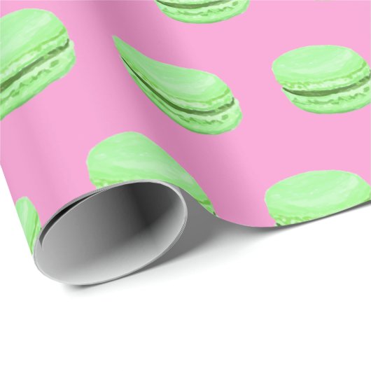 Green Macaron Print Geschenkpapier (Rolleneckpunkt)