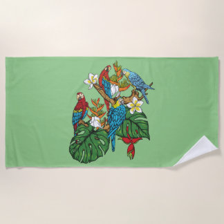 Green Macaw Beach Handtuch
