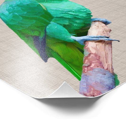 Green Macaw Papagei auf einem Limb mit benutzerdef Fotodruck (Ecke)