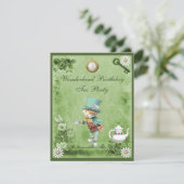 Green Mad Hatter Wonderland Birthday Tee Party Einladung (Stehend Vorderseite)