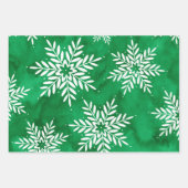 Green Magenta Abstraktes Wasserfarben Schneeflocke Geschenkpapier Set (Vorderseite)