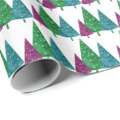 Green Magenta Aquamarine Wasserfarben Muster Geschenkpapier (Rolleneckpunkt)