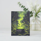 Green Magic Potion Cauldron Halloween Postkarte (Stehend Vorderseite)