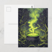 Green Magic Potion Cauldron Halloween Postkarte (Vorne/Hinten)