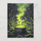 Green Magic Potion Cauldron Halloween Postkarte (Vorderseite)