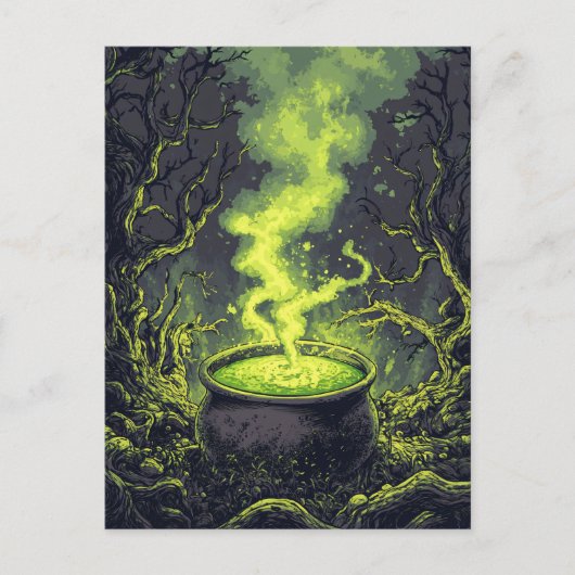 Green Magic Potion Cauldron Halloween Postkarte (Vorderseite)