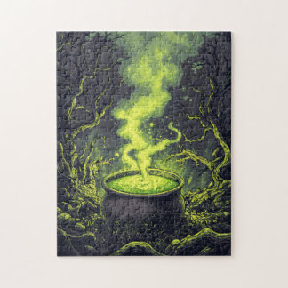 Green Magic Potion Cauldron Halloween Puzzle