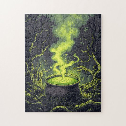 Green Magic Potion Cauldron Halloween Puzzle (Vertikal)
