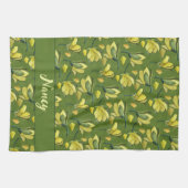 Green Magnolia Floral Personalisiert Geschirrtuch (Horizontal)