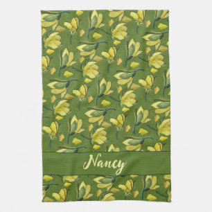 Green Magnolia Floral Personalisiert Geschirrtuch