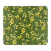 Green Magnolia Floral Personalisiert Schneidebrett (Vorderseite)