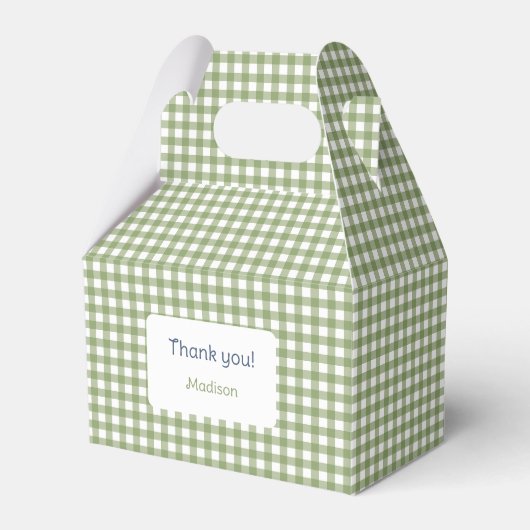 Green - Make My Daisy Gingham Favor Box Geschenkschachtel (Vorderseite)