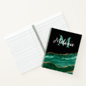 Green Malachite and Gold Glitzer Mit Monogramm Notizblock (Innenseite)