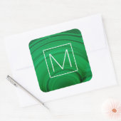 Green Malachite Nah-up Quadratischer Aufkleber (Umschlag)