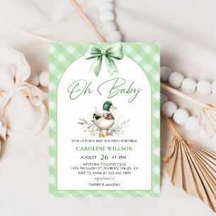Green Mallard Duck Baby Shower Einladung