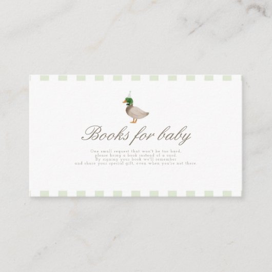 Green Mallard Duck Books for Baby Card Begleitkarte (Vorderseite)