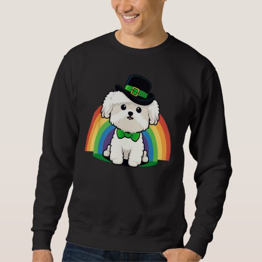 Green Maltese dog shamrock on St Patricks Day Malt Sweatshirt (Vorderseite)