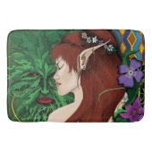 Green Man Elf Fantasy Floral Badematte (Vorderseite)