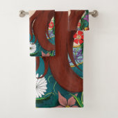 Green Man Elf Fantasy Floral Badhandtuch Set (Insitu)