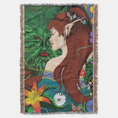 Green Man Elf Fantasy Floral Decke (Vorderseite Vertikal)