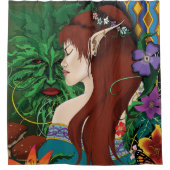 Green Man Elf Fantasy Floral Duschvorhang (Vorderseite)
