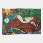 Green Man Elf Fantasy Floral Geschirrtuch (Horizontal)