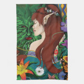 Green Man Elf Fantasy Floral Geschirrtuch (Vertikal)