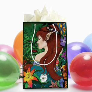 Green Man Elf Fantasy Floral Mittlere Geschenktüte