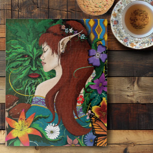 Green Man Elf Fantasy Floral Puzzle