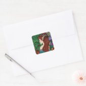 Green Man Elf Fantasy Floral Quadratischer Aufkleber (Umschlag)