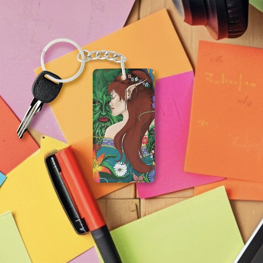 Green Man Elf Fantasy Floral Schlüsselanhänger