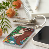 Green Man Elf Fantasy Floral Schlüsselanhänger (Vorderseite rechts)