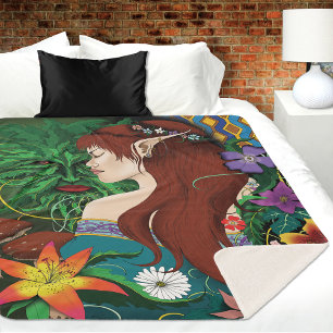 Green Man Elf Fantasy Floral Sherpadecke